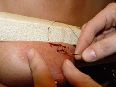 Rita Torture Galaxy Pierced Tattoed Needles Slave 054