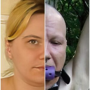 Collage of French slave lassie before and after degradation.