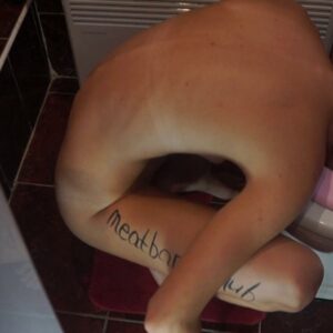 Blonde submissive girl humiliation. She masturbates head down to toilet.